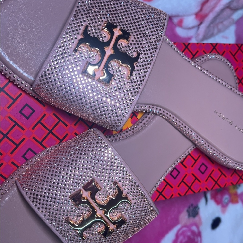 Tory Burch Pink and Gold Embellished Sandals